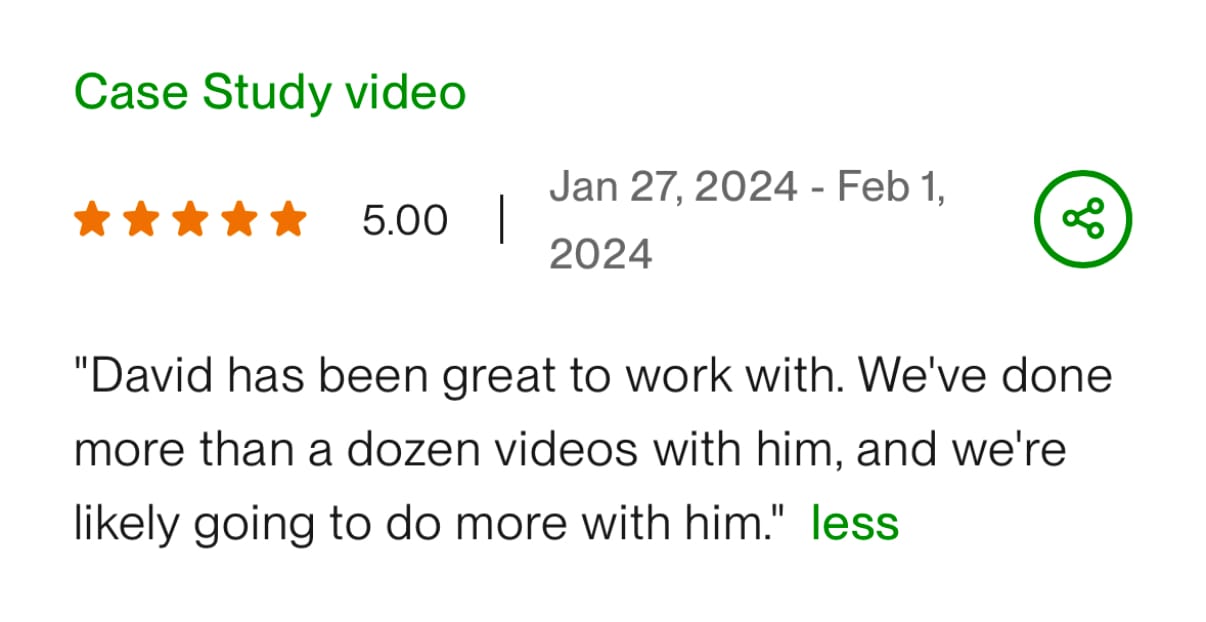 Upwork review — Case Study video